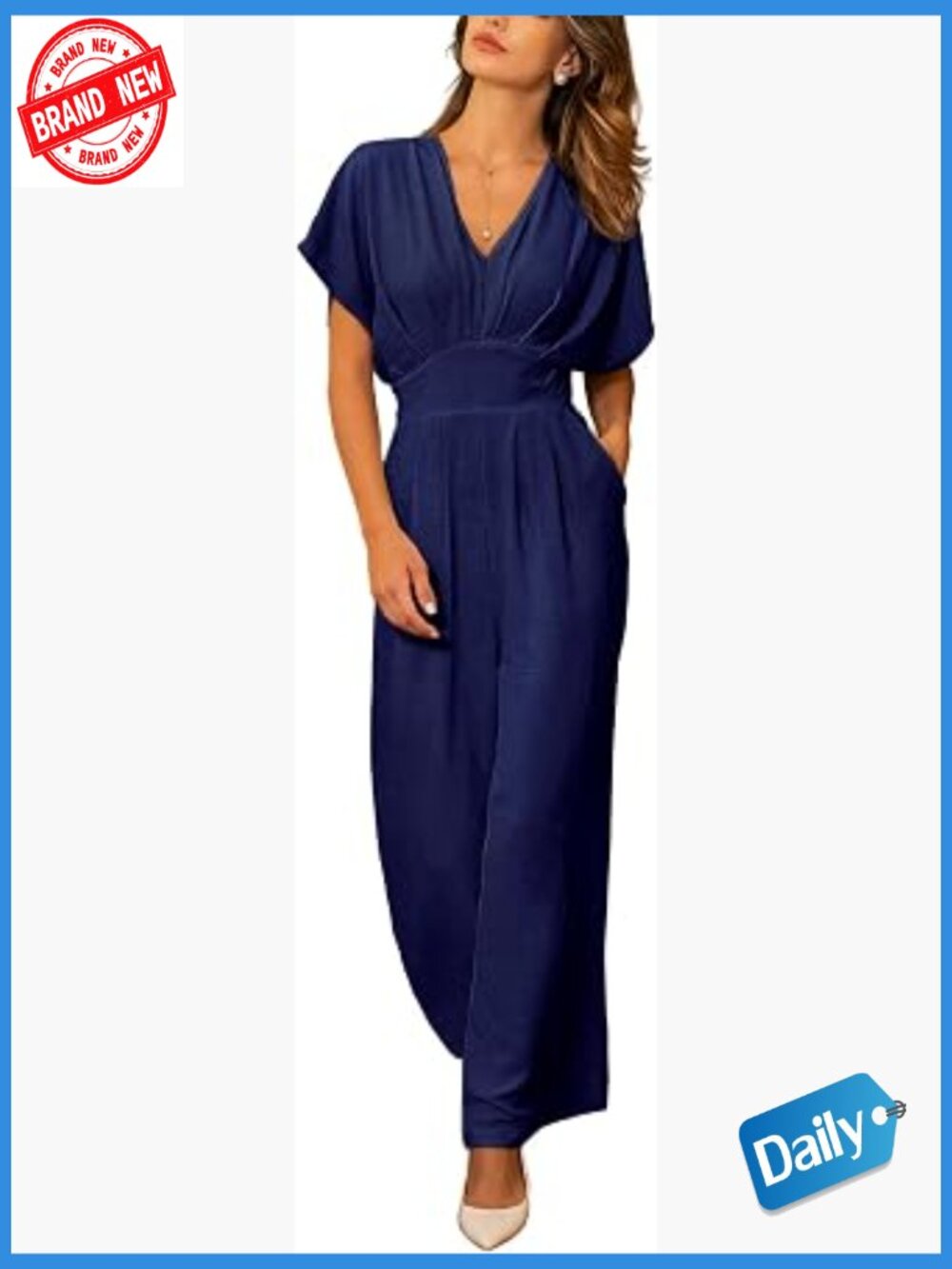 V Neck Batwing Sleeve Ruched Tie Back Cutout Long Jumpsuit With Pockets